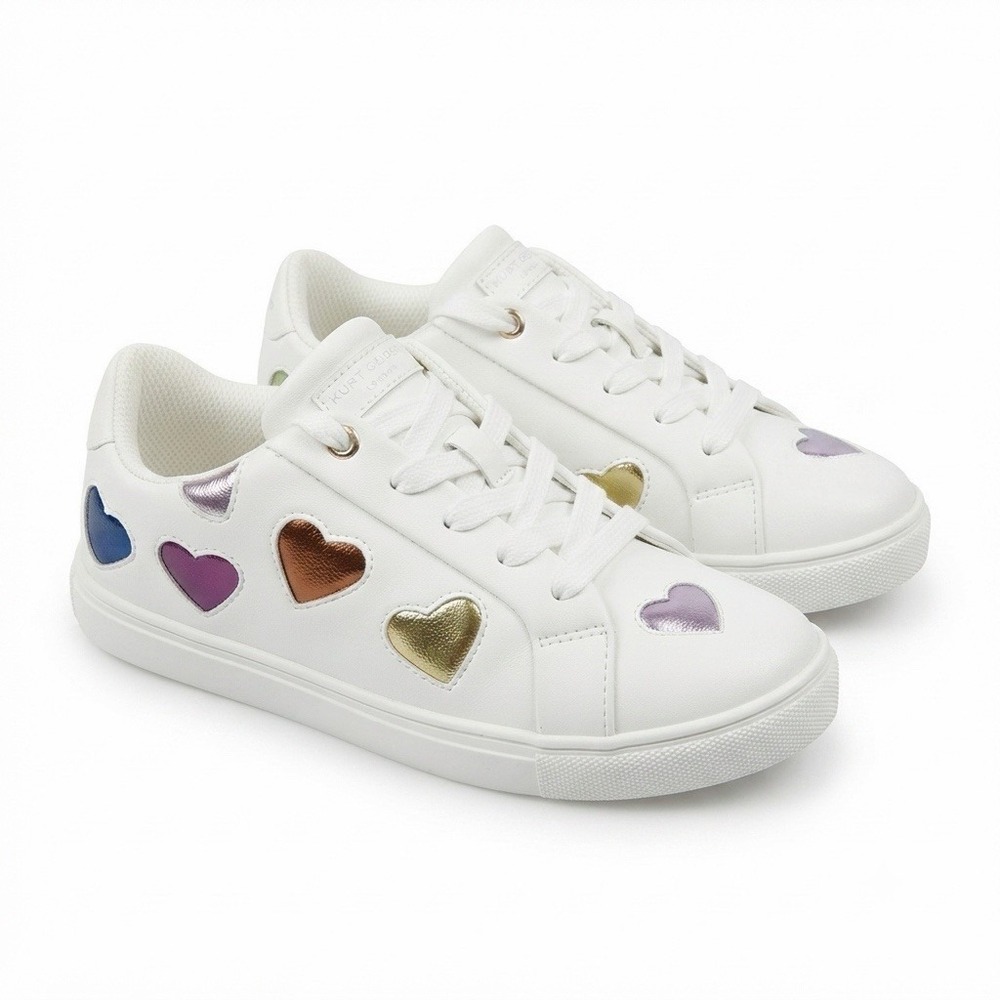 Kurt Geiger London Size 36/5 Lane Love White‎ Multicolor Puffy Hearts Sneakers